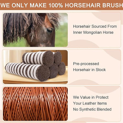 100% Horsehair Upholstery Brush for Cloth Lint Removal with Wood Handle Natural Horsehair Bristles Felt Brushes Horse Cleaning for Felt Cowboy Hat/Shoes/Cloth/Furniture Suit/Hat/Couch/Furniture/Bed