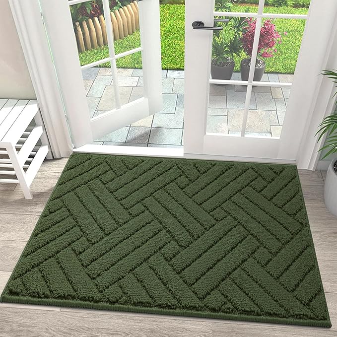 Door Mat Indoor Doormat, Entryway Rug Door Mats Non-Slip Rubber Backing,Heavy Duty Low-Profile Entrance Rugs, Absorbent Resist Dirt Doormats Floor Door mat for Entryway,Green 32"x48"