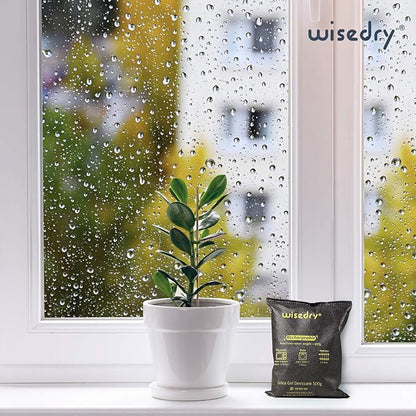 wisedry 4 x 500 Grams [4.4 lbs] Rechargeable Silica Gel Car Dehumidifier, Microwave Fast Reactivated Desiccant Packets Large for Gun Safe Closet Basement Garage Storage Moisture Absorber Bag Reusable