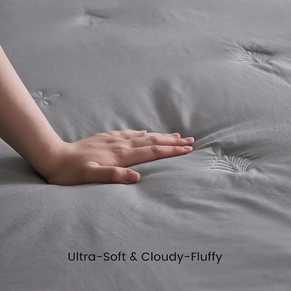 Simple&Opulence Cooling Quilted Mattress Pad – Fitted Sheet Mattress Protector Cover with Elastic Corners, Soft & Breathable, 16 Inch Deep Pocket (Dark Grey,Full)