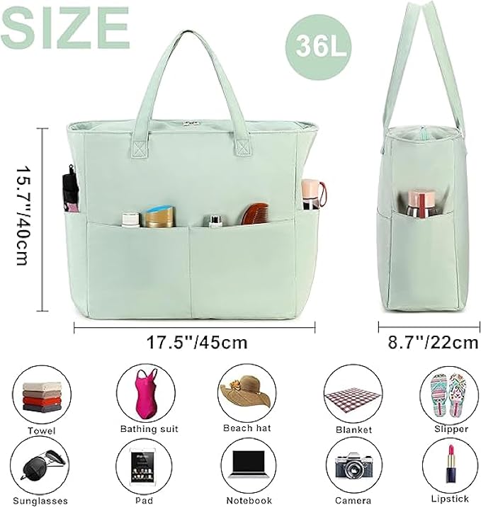 Waterproof Beach Tote Pool Bags for Women Ladies Extra Large Gym Tote Carry On Bag With Wet Compartment for Weekender Travel