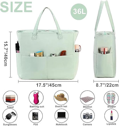 Waterproof Beach Tote Pool Bags for Women Ladies Extra Large Gym Tote Carry On Bag With Wet Compartment for Weekender Travel