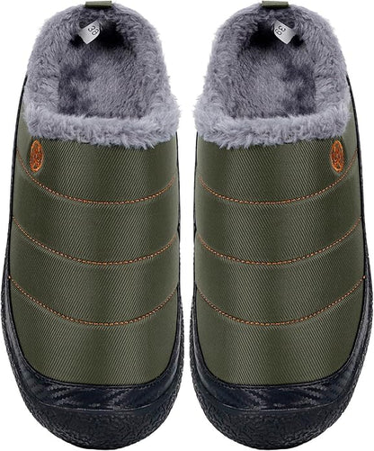 Womens Mens House Slippers Slip on Snow Winter Warm Fully Fur Lined Slippers Indoor Outdoor Shoes