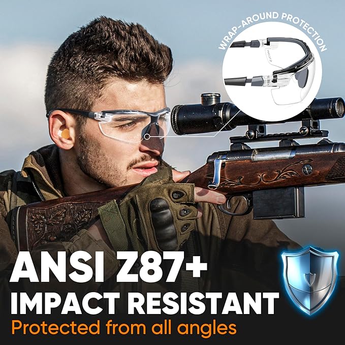TICONN Anti-Fog Safety Glasses for Men and Women, ANSI Z87.1 Scratch Proof Eye Goggles with Adjustable Arms and UV Protection