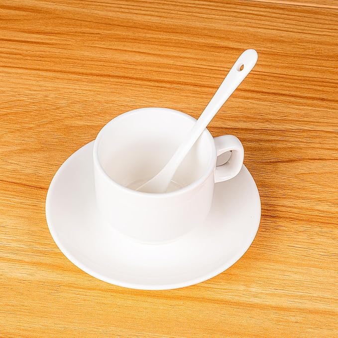 White Long Handle Porcelain Spoons Coffee, Tea, Yogurt and Ice-cream, Cutlery Fitting Ceramic Spoons 5.9 Inch Set of 10 (10, 5.9 inch)