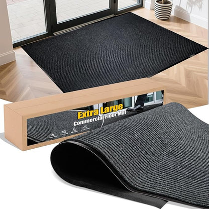 Entrance Mat for Home or Office - 3 x 5 Feet, Carpeted Indoor/Outdoor Entry Mat - Absorbent, Slip Resistant, Low-Profile, Easy to Clean, Rubber Entry Mat - Charcoal
