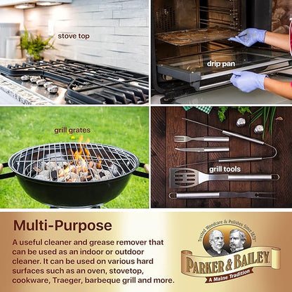 Parker & Bailey Grill Cleaner and Degreaser - BBQ Grill Cleaner Degreaser Cleaner Heavy Duty Countertop Cleaner Stainless Steel Cleaner Glazed Tile Cleaner Cleaning Supplies for Grease and Grime