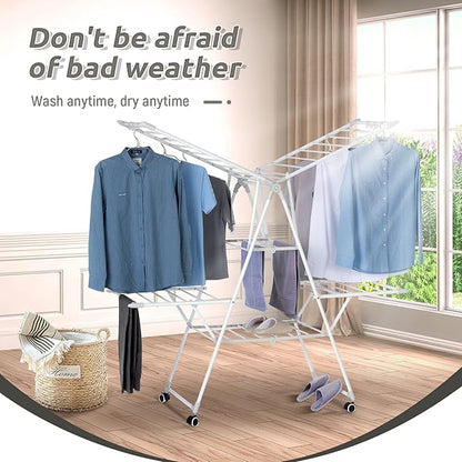 Gullwing Laundry Drying Rack, Space Saving Indoor & Outdoor Use, 61.81' x 22.84' x 51.18'