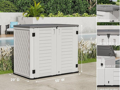 ZZM 4x2.5 FT Outdoor Storage Shed, Resin Waterproof Storage Cabinet for Garden Tools with Lockable Lid,Latch (White)