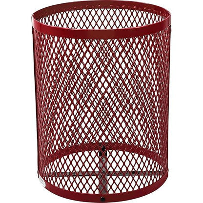 Global Industrial 36 Gallon Outdoor Steel Trash Can with Dome Lid and Raised Base, Plastic Liner and Anchor Kit Included, 23-1/2" Diameter x 43" H, Powder Coat Finish, Unassembled, Red