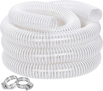 Dust Collection Hose 1-1/2 in × 5 ft Heavy Duty Clear Flexible PVC Reinforced Thicken Helix Suction Discharge Corrugated Pipe Hose for Fume Dust Collector Fitting Wood Chip Saw (1.5 inch hose)