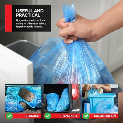 Heavy-Duty Blue Recycling Bags, 120-Pack Blue Garbage Bags For Recycling | 33-Gallon Capacity| Commercial, Industrial or Home Use