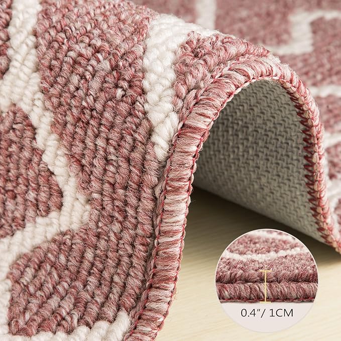 hicorfe Indoor Doormat,Front Back Door Mat Rubber Backing Non Slip Door Mats 32"x48" Absorbent Resist Dirt Entrance Doormat Inside Floor Mats for Entryway Washable Low-Profile(Light Pink)