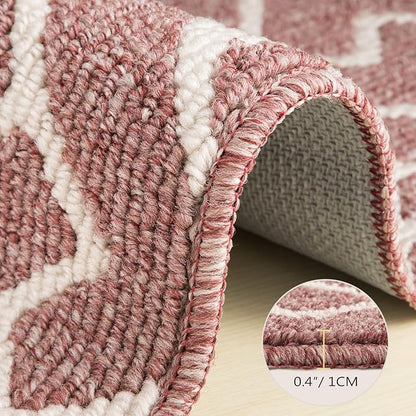 hicorfe Indoor Doormat,Front Back Door Mat Rubber Backing Non Slip Door Mats 32"x48" Absorbent Resist Dirt Entrance Doormat Inside Floor Mats for Entryway Washable Low-Profile(Light Pink)