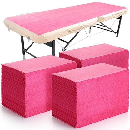 300 Pcs 31" x 71" Massage Table Sheets Waterproof Disposable Bed Sheets Soft Non Woven Fabric Tattoo Breathable Spa Bed Cover for Esthetician Beauty Salon Chair Hotel, Pink