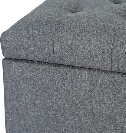 Joveco Storage Ottoman Bench Rectangular Fabric Organization Foot Rest, 24 Inch Modern Tufted Bedroom Foot Stool and Seat for Entryway, Bedroom, Living Room