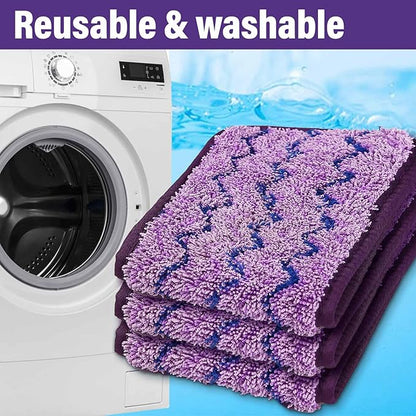 16.5 inch Mop Pads Refills, 3 Pack Microfiber Reusable Replacement Mop Pads Flat Replacements Heads for Wet Or Dry Floor Cleaning and Scrubbing, Purple Cloth