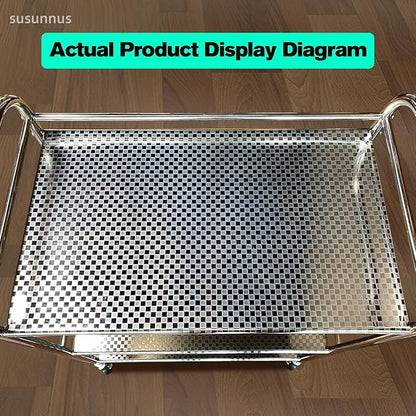 susunnus Stainless Steel Cart with Wheels 3 Tier,Stainless Steel Kitchen Cart,Utility Cart,Metal Cart with Wheels,Suitable for Various Occasions,Movable,Gift Tools