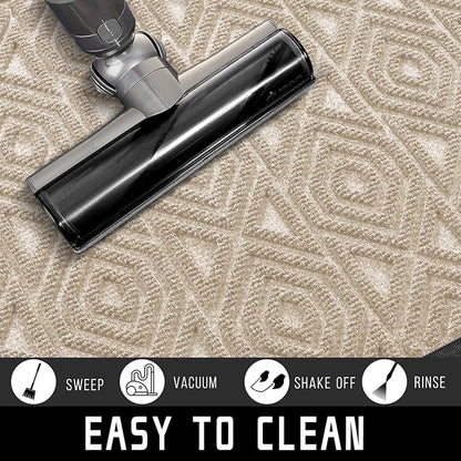 Yimobra Door Mat, Outdoor Indoor Entrance Welcome Mat, Heavy Entry Front Door Mat, Stain & Fade Resistant, Low Profile, Sturdy Rubber, Easy Clean Patio Floor Mat, Waterproof, 47 x 32, Light Beige