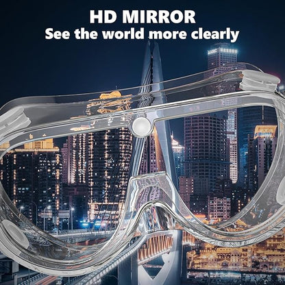 Super More 10PCS Anti-Fog Protective Safety Goggles Clear Lens Wide-Vision Adjustable Chemical Splash Eye Protection Soft Lightweight Eyewear