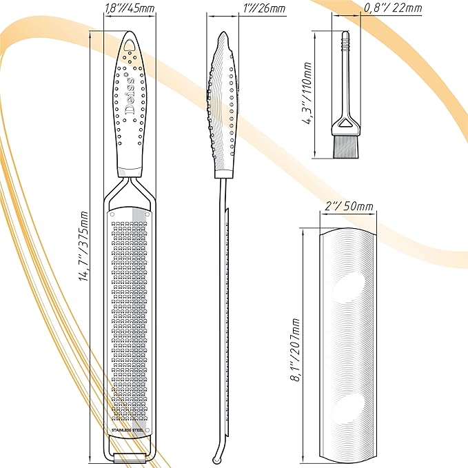 Deiss PRO Lemon Zester & Heavy Duty Cheese Grater & Vegetable Grater — Parmesan Cheese, Lemon, Garlic, Nutmeg, Chocolate, Fruits, Vegetables, Ginger Grater - Stainless Steel Cheese Shredder - Black