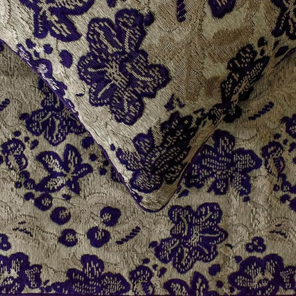 The HomeCentric King/Queen/Twin Purple Decorative Full 68"x18" Bed Runner with 2 Pillow Cover, Floral, Velvet Bed Scarf on Velvet Fabric - Plum Petal