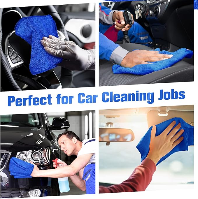 Tanlade Microfiber Cleaning Cloth 6"x6" Cleaning Rags Reasonable Kitchen Towels Microfiber Towels Cars Wash Dry Erase Cloth (Blue,50 Pcs)