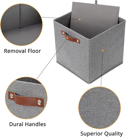 DULLEMELO Fabric Storage Cubes,12 inch Cube Stroage Bins for Empty Gift Basket,Toys Nursery Clothes Storage Linen Closet Organizers and Storage Baskets Shelves Bins(Grey-4 Pack)