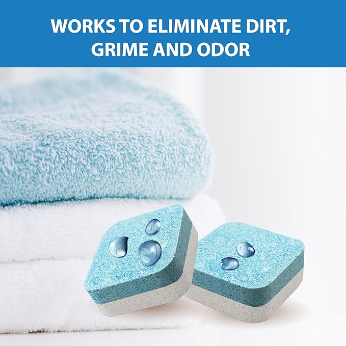 SANI 360° Washing Machine Cleaning tablets, 12 pack is Formulated with Enzyme, Deep Cleans and Deodorizes Front and Top Loading Washers use up to 1-year supply Unscented