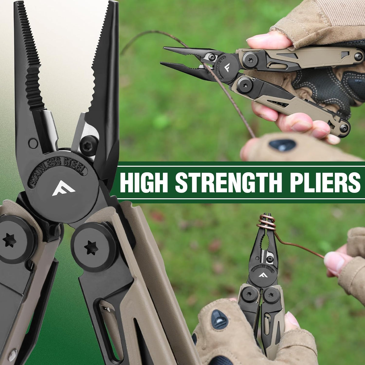 FLISSA Multitool, 15-in-1 Multi Tool Pocket Knife with Sheath, Stainless Steel EDC Multitool Pliers for Men, All-in-One Tools for Camping, Fishing, Survival