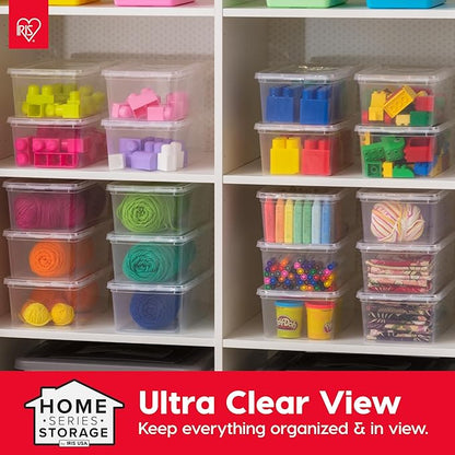 IRIS USA 6-Pack Storage Bins with Lids, 6 Quart, Shoe Boxes Clear Stackable Containers Organize Shoes Closet Shelves, Classroom Organization Teacher Tools, Game Storage - BPA-Free Plastic