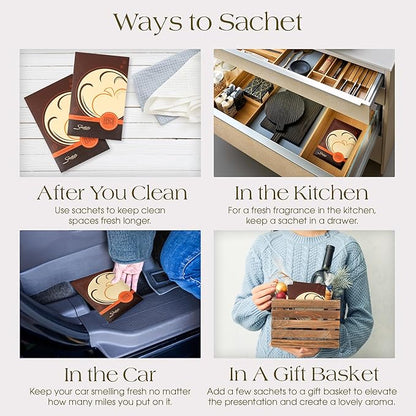 Pumpkin Spice Latte Scented Sachets Pack of 6, Fall & Winter - Long-Lasting Scented Bags, Home Fragrance, Air Freshener & Deodorizer for Closet, Room, Drawer, or Cars, Made in USA