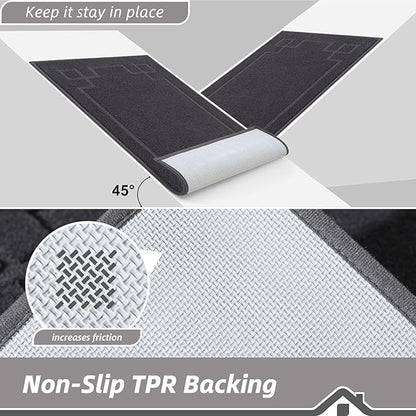 BEQHAUSE Door Mat 24" x 36", Non-Slip Door Mats Indoor Entryway Rugs Washable Low-Profile Absorbent and Stain Resist Floor Mats, Dog Door Mat for Front Back Door, Muddy Wet Shoes & Paws, Dark Grey