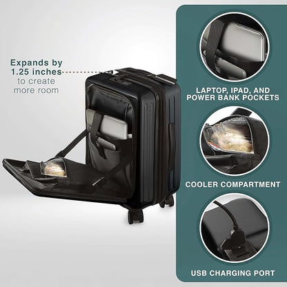 Luggage Sets 3 Piece, 22 Inch Carry on Luggage and 28 Inch Suitcases with Wheels Spinner, Durable Hard Shell Suitcase Set, Expandable Travel Suitcase, Black