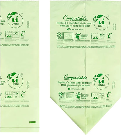 UNNI Compostable Trash Bags, 3 Gallon / 11.35 Liter, 600 Count Value Pack, Extra Thick 0.71 Mil Kitchen Food Scrap Bin Liners, Certified by BPI, CMA & OK compost HOME, Meets the ASTM D6400 Standard