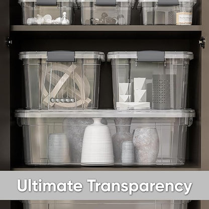 Superio Storage Bins with Lids, Clear Plastic Containers for Organizing, Stackable Totes, BPA Free, Odor Free, Organizer Boxes for Home, and Dorm (2 Pack, 13.7 Qt)