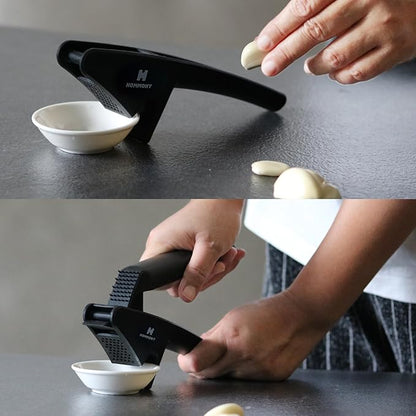 XPress | All-In-One Garlic Press Easy to Use & Clean, Effortlessly Squeeze Garlic Mincer, Durable Nylon Plastic Garlic Crusher, No Peel Needed & No Smelly Fingers