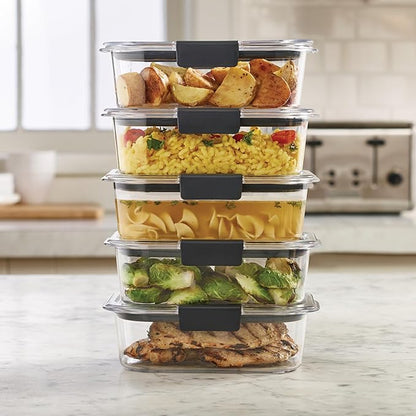 Rubbermaid Brilliance Food Storage Containers BPA Free Airtight Lids Ideal for Lunch Meal Prep & Leftovers Set of 5 (3.2 Cup)