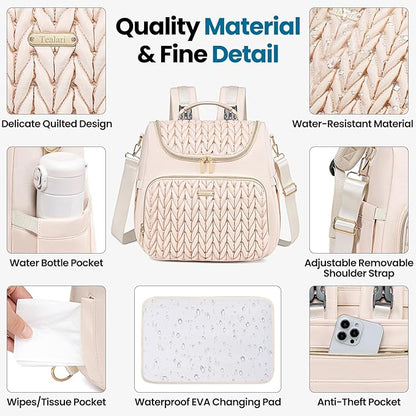 4 in 1 Convertible Diaper Bag Backpack,Waterproof Baby Diaper Bag with Changing Pad,Converts into Baby Tote Bag,Diaper Backpack,Stroller Bag and Crossbody Diaper Bag