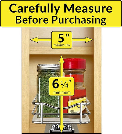 LYNK PROFESSIONAL® Pull Out Spice Rack Organizer for Inside Kitchen Cabinets - 4-1/4 inch Wide - Slide Out Drawer – Chrome Sliding Spice Cabinet Organization Shelf Racks - 1 Tier