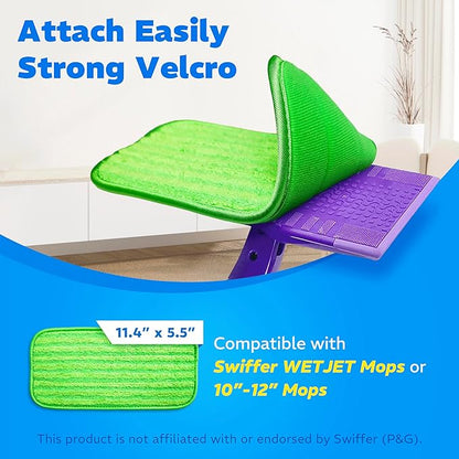 2 Pack Reusable Microfiber Mop Pads, Compatible with Swiffer Wet Jet, Machine Washable Cloths, Refills for All Floor Cleaning, Wet Dry - 10"- 12"