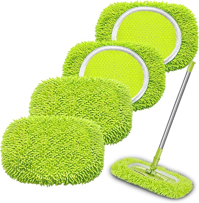 Reusable Mop Pads Refill Compatible with Swiffer Sweeper Mop, Microfiber Wet Mopping Cloths for Floor Cleaning , Ideal for Home Cleaning Washable Floor (4)