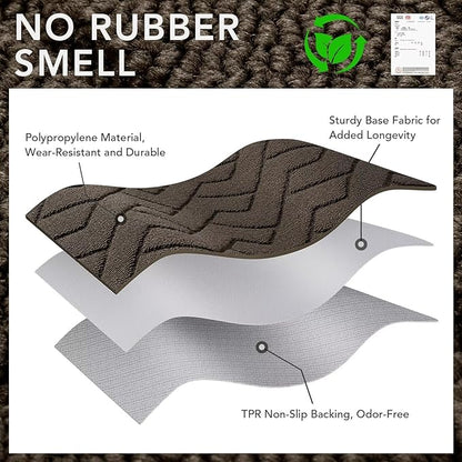 hicorfe Front Door Mat Outside Entrance,20"x31.5" Absorbent Muddy Dirt Resist Welcome Door Mats Outdoor Indoor,Stain and Fade Resistant,Non Slip Backing Entry Mat Doormat for Entryway(Latte)