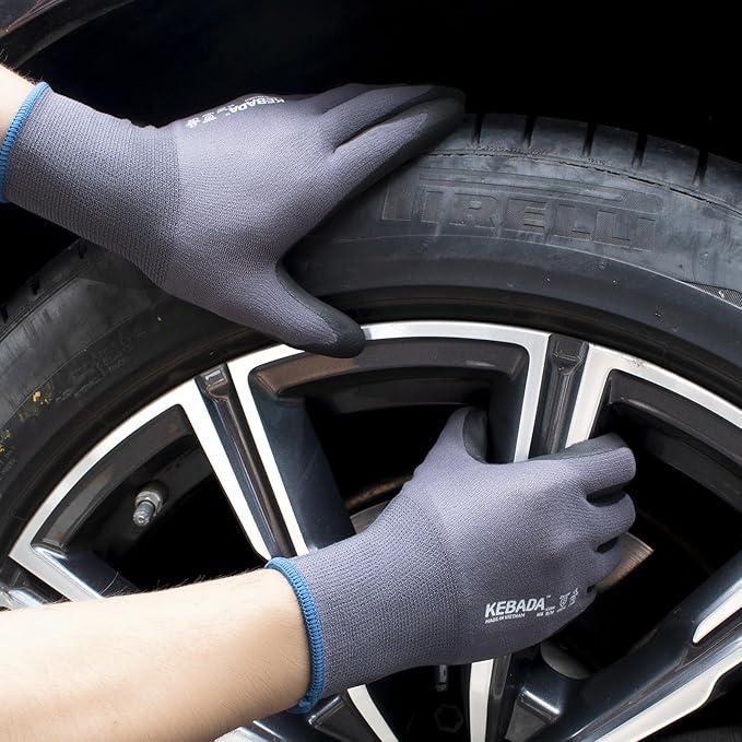 Kebada Work Gloves for Men and Women, Foam Nitrile Coated Safety Gloves with Grip, Ideal for Warehouse Package Handling, Gardening, Mechanic and Construction, Medium