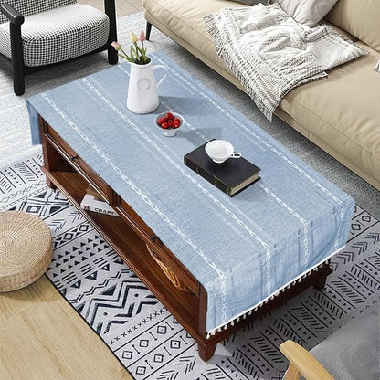 Coffee Table Cloth, Coffee Table Cover with Pockets and Tassel, Grey Jacquard for Living Room Small Rectangle Tablecloths Washer Dryer Fridge Top Dust Cover,Easy Care Machine Washable