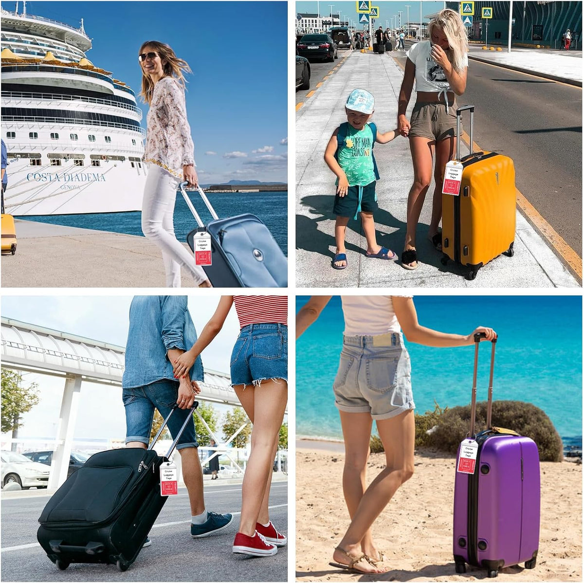 Cruise Ship Essentials, 8 Cruise Luggage Tag Holder, 4 Retractable Lanyards for Cruise Ship Cards, Cruise Essentials 2025 Works with All Cruise Lines