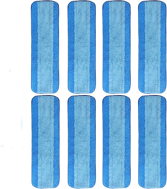 8 Pack Microfiber Cleaning Pads for Bona Mop, Reusable Microfiber Mop Pads for 18 Inch Mop, Hardwood & Hard Surface Floors Replacement Cleaning Mop Pads, Machine Washes