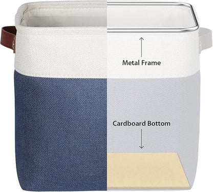 Univivi 13 inch Storage Baskets with Hard Bottom 4 Pack 13 x 13 x13 Cube Storage Bins Foldable Fabric Storage Bins for Shelves, Closet(Blue, Hard Bottom-13 Inch)