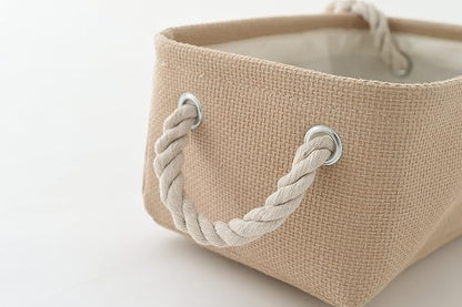 Organization and Storage Basket for Gifts Empty - 16x12x8 inch Large 4 Pack Fabric Storage Cube Collapsible Baskets for Shelves with Handles, Storage Box for Cloth Books Laundry Canvas(Beige)