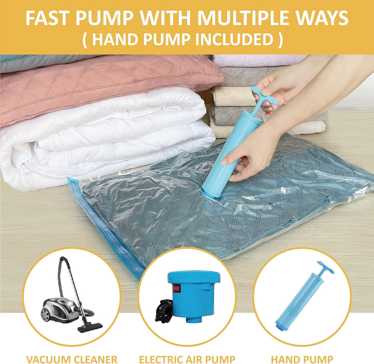 10 Medium Vaccum Storage Bags, Space Saver Vacuum Storage Bags Medium, Space Bags, Vacuum Seal Bags for Clothes with Travel Hand Pump